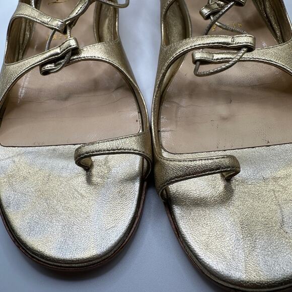 Christian Louboutin Sparty Flat Nappa Laminata Light Gold Gladiator Sandals 40 - Picture 10 of 14